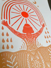 Load image into Gallery viewer, Peachy Water Warrior - signed &amp; editioned Lino print