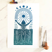 Load image into Gallery viewer, Water Warrior - signed Lino print
