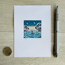 Load image into Gallery viewer, Moonlight dips - signed Lino print