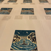 Load image into Gallery viewer, Moonlight dips - signed Lino print